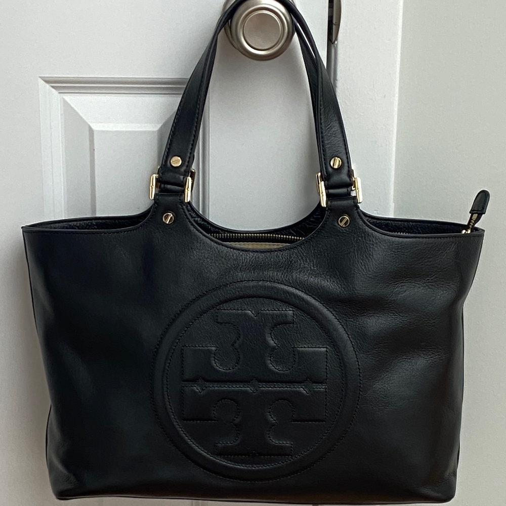 NEW Tory Burch Leather Bombe Tote Black